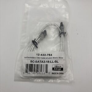 Coboc - SC-SATA3-18-LL-SL - 18" SATA III 6Gb/s Data Cable w/Latch‎ - Silver